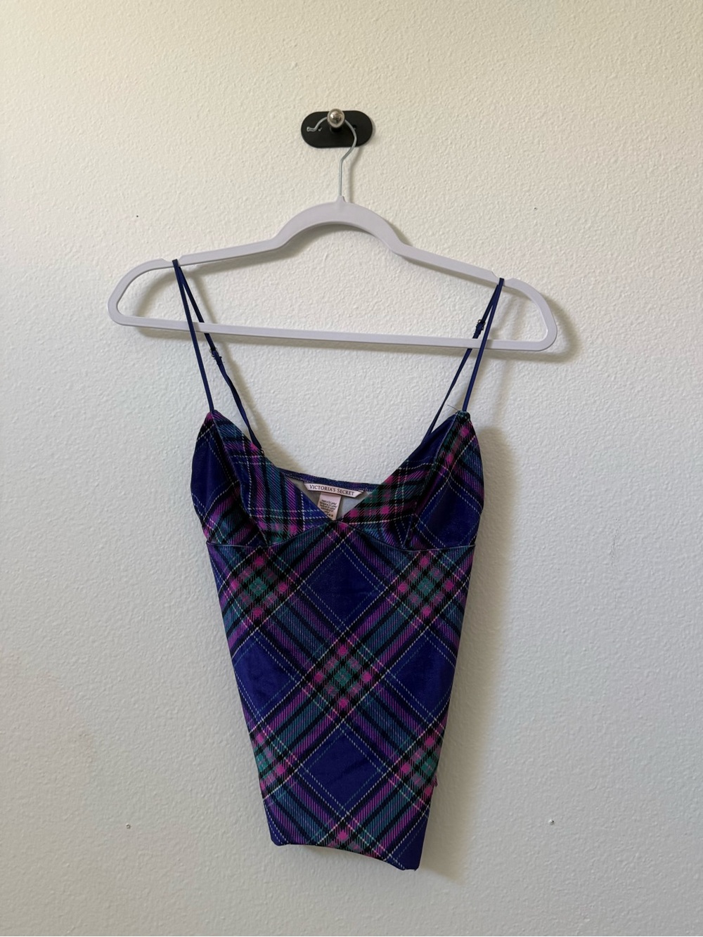 Victoria's Secret Navy Purple Plaid Satin Camisole